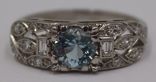 JEWELRY. Platinum, Colored Gem, and Diamond Ring.