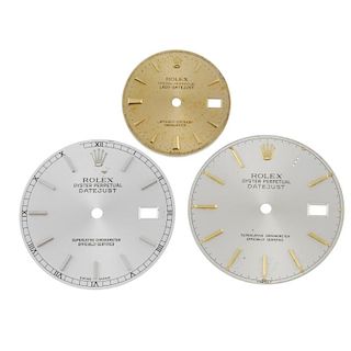 ROLEX - a pair of dials. Recommended for spares and repair purposes only. <br><br>Fellows do not gua
