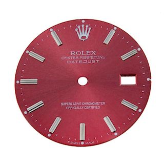 A red dial in the style of Rolex. Recommended for spares and repair purposes only. <br><br> Dial has