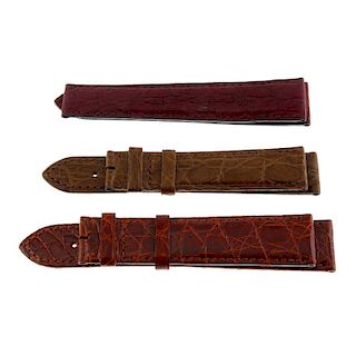 CARTIER - a small selection of ten various watch straps without buckles, to include five caiman, one