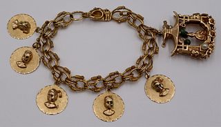 JEWELRY. 18kt Gold Bracelet with (6) 14kt Charms.
