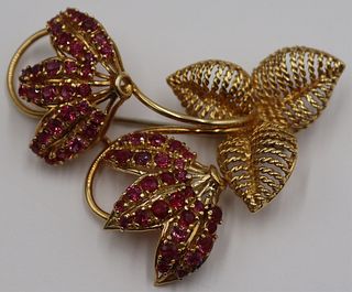 JEWELRY. 18kt Gold and Colored Gem Brooch.