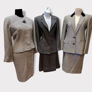 3 pc Vintage 1980's GUY LAROCHE, FERRAGAMO,  LAPIDUS Skirt Suit Collection