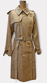 Vintage BURBERRY Classic Khaki Belted Double Breasted Trench Coat sz M
