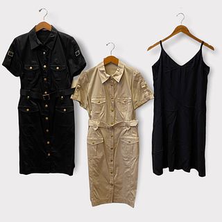 3 pc Vintage 2000's CALVIN KLEIN Black Slip Dress & Military Style Dresses Lot