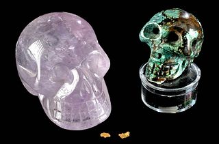 Amethyst & Turquoise Skulls w/ 2 Yukon Gold Pieces