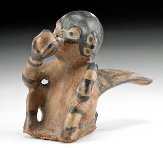 Inca Polychrome Vessel Fragment, Monkey w/Fruit