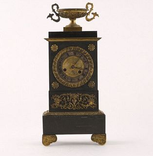 French Parcel Gilt Bronze Clock, Early 19th Century