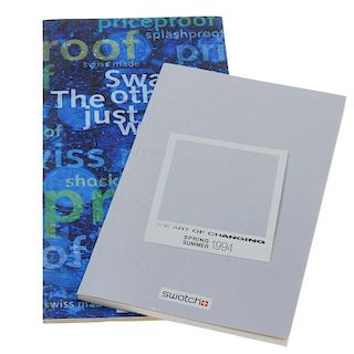 A small group of catalogues and booklets by Swatch, detailing Swatch watches through the ages. <br><