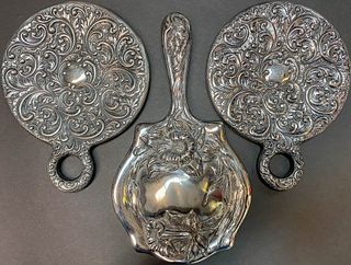 Three Silver Plated Hand Mirrors