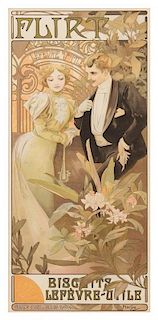 * Alphonse Mucha, (Czech, 1860-1939), Flirt, Biscuits Lefevre-Utile, 1900