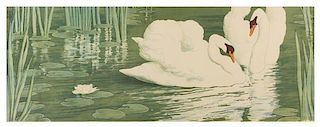 Alfredo Muller, (Italian, 1869-1940), Swans