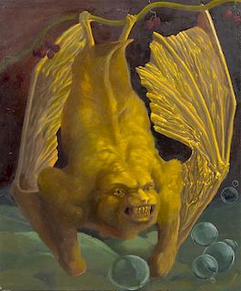 Laurie Hogin, (American, 20th/21st century), Gold Bat Diptych, 1989
