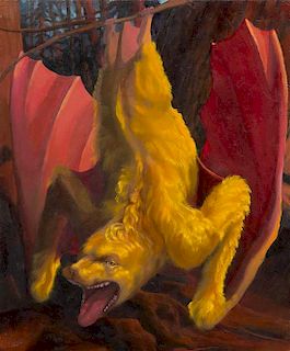 Laurie Hogin, (American, 20th/21st century), Gold Bat Diptych II, 1990