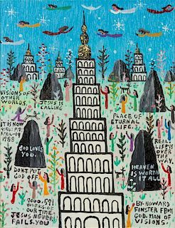 Howard Finster, (American, 1916-2001), Untitled (Tower), 1988