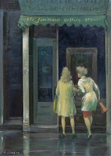 * Clyde Singer, (American, 1908-1998), Gallery on 3rd Avenue, 1963