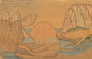 Joseph Yoakum, (American, 1886-1972), Mt La Reu in Laredu Mtn Range near town of Montifacon France, 1965
