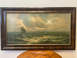 Victorian Print Ship at Sea 