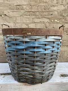 French Mid Century Metal & Woven Plastic Basket