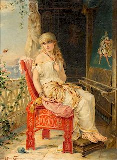 Heva Coomans, (Belgian, fl. 1883-1890), Penelope Awaiting Odysseus