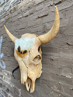 Large Western Buffalo Skull with Painted Scene