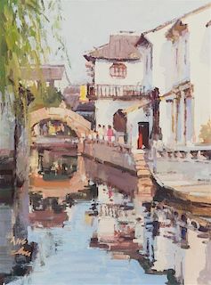 Zhu Xiaogang, (Chinese, b. 1954), Canal Scene