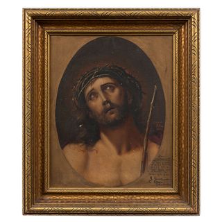 FIRMADO G. GRAUE. Cristo. México, fechado 1936. Óleo sobre tela. 46 x 37 cm. Enmarcado.