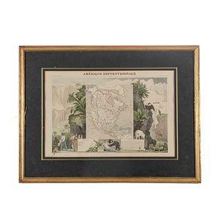 Levasseur, Victor. Amérique Septentrionale. Paris: Pelissier, ca. 1845. Mapa grabado coloreado, 28 x 43 cm.