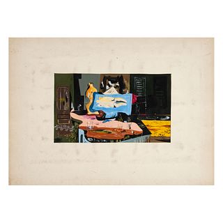 JOSÉ GARCÍA NAREZO. La mesa del pintor con un tema marino. Firmado y fechado España 1942.
Acuarela sobre papel. 30 x 18.5 cm