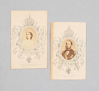 Maximiliano y Carlota de Habsburgo. Tarjetas de visita, fotografías albúminas. Piezas: 2.