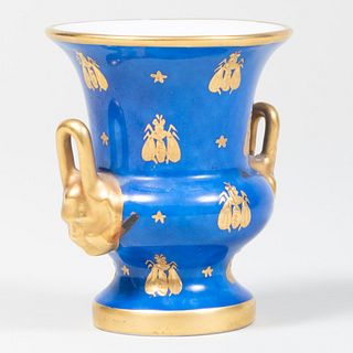 Le Tellec Blue Ground Porcelain Napoleonic Bee Vase