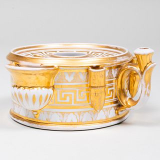 Continental Gilt-Decorated Porcelain Inkwell
