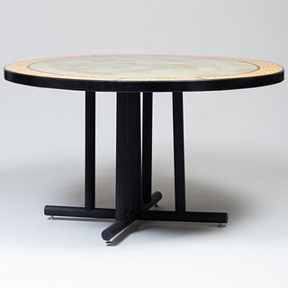 Contemporary Marble and Metal Oval Dining Table, Designed by Sam Botero