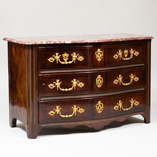 RÃ©gence Brass and Ormolu-Mounted Kingwood Serpentine Fronted Commode