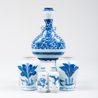 Group of Four Chinese Blue and White Porcelain Vessels