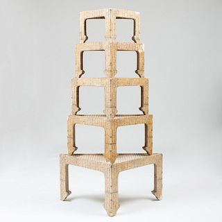 Set of Chinese Five Tier Triangular TablesÂ 