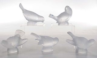 Nine Lalique Bird Figures