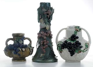 Three Teplitz Amphora Fruit Vases