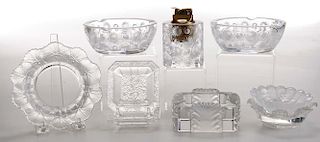 Lalique Lighter and 8 Ashtrays