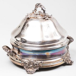 Victorian Silver Cloche and a Silver Plate Chafing Dish Base