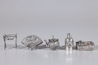 Group of Four Chinese Export Silver Table Objects