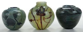 Three Studio Glass Vases by Dick Huss