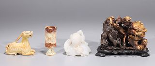 Group of Four Chinese Archaistic Hardstone Carvings