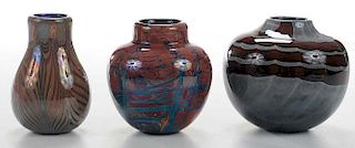 Three Studio Glass Vases by Dick Huss,