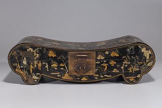 Chinese Lacquered Pillow Form Box