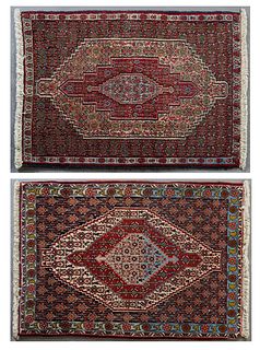 Two Bijar Prayer Rugs, 2' 5 x 3' 7 each. Provenance: Palmira, the Estate of Sarkis Kaltakdjian (Sarkis Oriental Rugs), Prairieville, Louisiana.