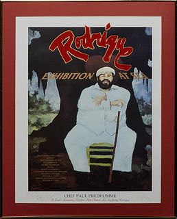 George Rodrigue (1944-2013), "Chef Paul Prudhomme," print, pen dedicated lower left margin, "To Paul and Marla," pen signed lower right margin, presen