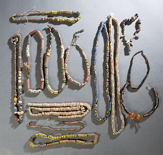 Group of Fourteen African Trading Bead and Pottery Necklaces, 20th c. Provenance: Palmira, the Estate of Sarkis Kaltakdjian (Sarkis Oriental Rugs), Pr