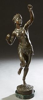 After Carl Kauba (1865-1922, Austrian), American School Bronze Figure "Native American Female Dancer," 20th c., incised signature on the integral base