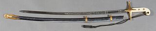 U.S. Marine Dress Sword, with a brass mounted steel Scabbard, Serial number 323 engraved on edge of blade. Sword- H.- 36 1/2 in. Provenance: Palmira, 